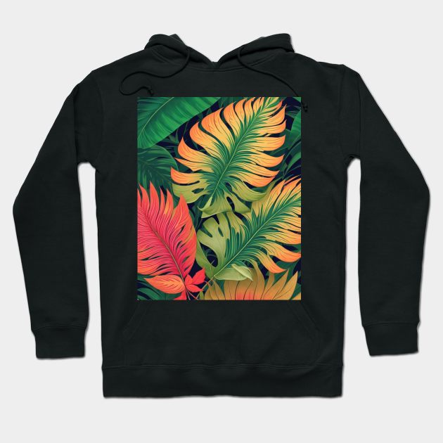 Tropical Leaves Hoodie by likbatonboot